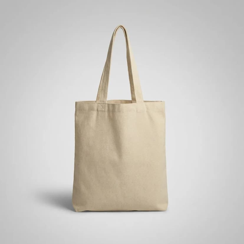 Bolsa ecológica con fuelle #406 personalizada con logo corporativo sobre fondo blanco de estudio