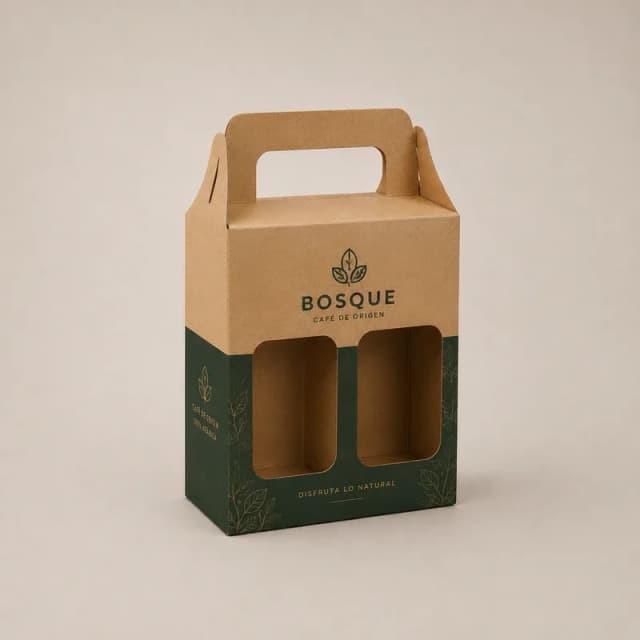 caja portabebidas personalizada con asa integrada y diseño premium elegante para bebidas.