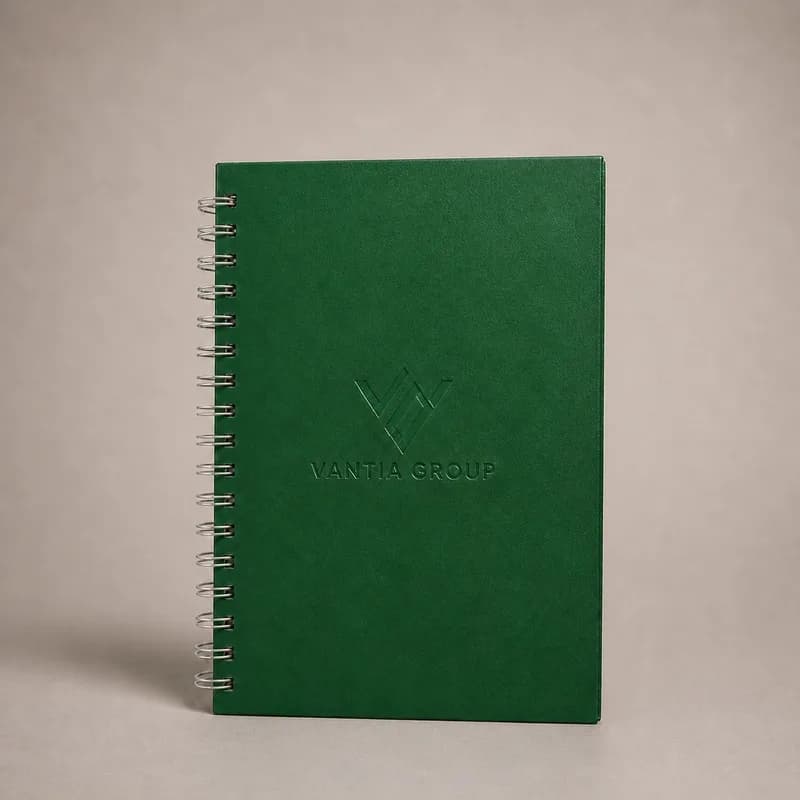Cuaderno empresarial personalizado con portada en imitación cuero para uso corporativo